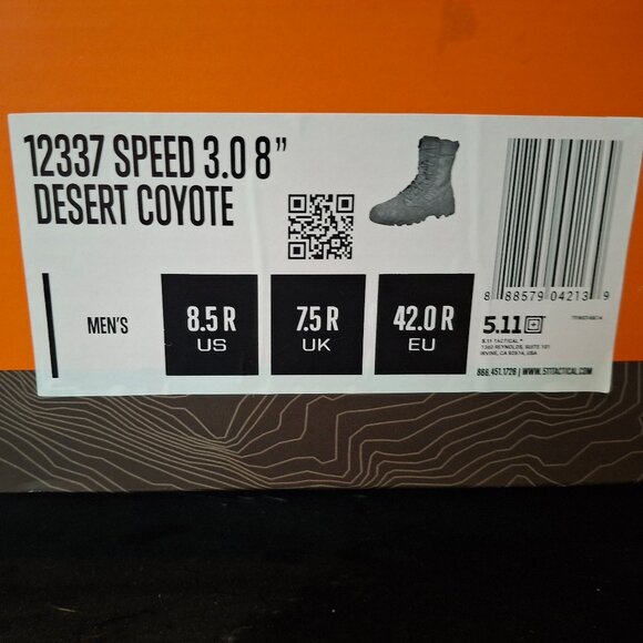 5.11 Speed 3.0 Coyote Side Zip Boot Men's 8.5 - Picture 3 of 3